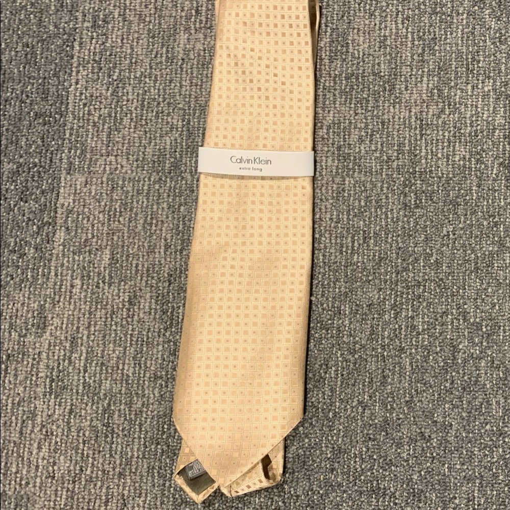 Men’s Gold Squares Calvin Klein Tie (XL - Extra Long)